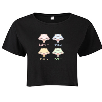Crop-Shirt Cow Chibi | BLACK
