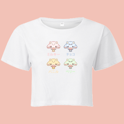Crop-Shirt Cow Chibi | WHITE
